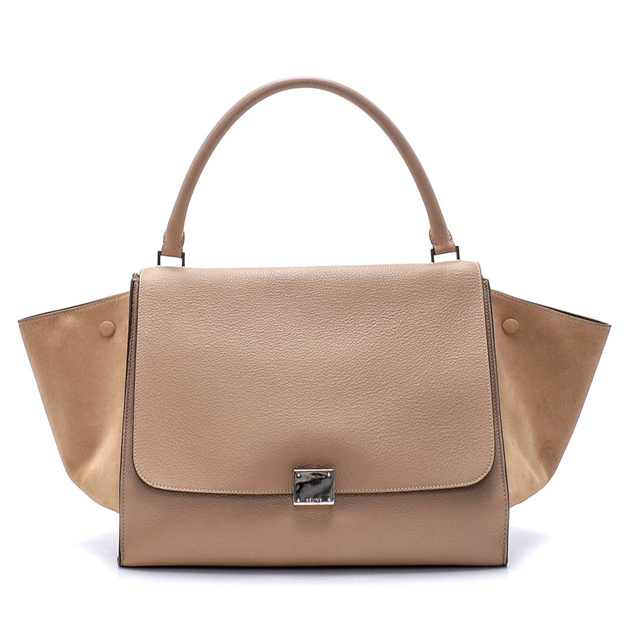 Celine - Beige Suede and  Leather Large Trapeze Bag